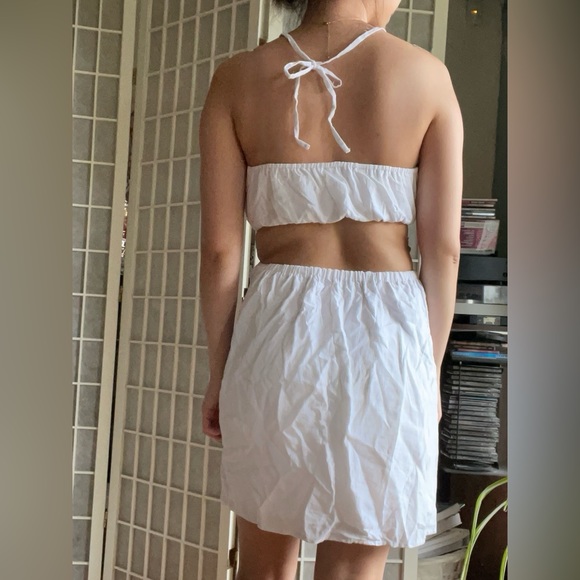 Cutout Halter Mini Linen Dress - Picture 3 of 5